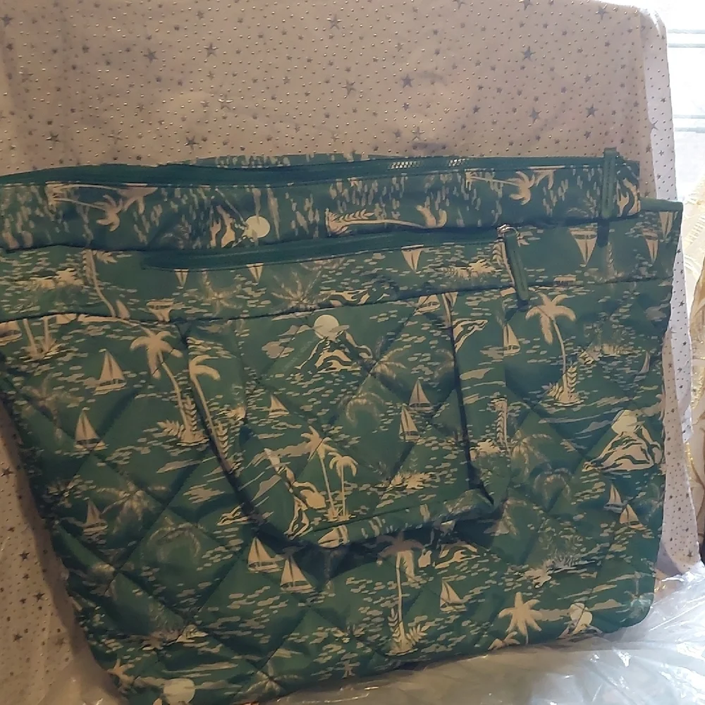 Green Quilted Tote Bag